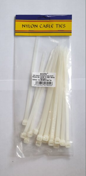 Kabelbinder 100 Stück 7 x 200 mm weiß Nylon natural natur