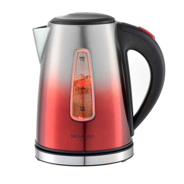 Edelstahl 1,7 L Wasserkocher LED Beleuchtung Koch-Trocken-Schutz , rot