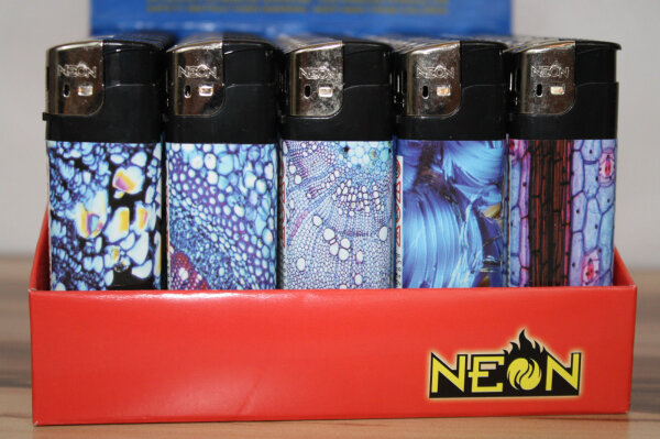 50 Neon Elektronik Feuerzeug Lighter mit versch. Bilder NEU nachfüllbar Bunt